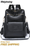 Weiyinxing Leather Backpack Women Solid Color Fashion Trend Large Capacity Ladies Travel Bag School Backpack for Teenage Girls 2023