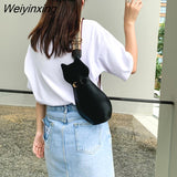 Weiyinxing Cute Pu Cat Dog Bag Women Bag Messenger Bag Wide Shoulder Straps Chest Bag Shoulder Bags Student Storage Bag Little Bag