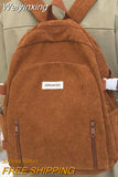 Weiyinxing Girl Corduroy Kawaii Backpack Cool Design Female Travel College Backpack Fashion Lady Cute Book Women Laptop Student Bags