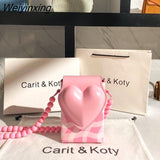 Weiyinxing Sweet Cool Pink Heart Shoulder Bag Y2k Handbag Coin Purse Mobile Phone Bag Cute Side Bag Commuter Bag Women's Bag