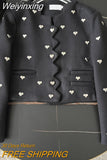 Weiyinxing High Street Small Fragrant Love Beading Wool Jacket Coat Fall Winter French Vintage Elegant Short Jackets Women Outwear