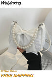 Weiyinxing Pearl Bag 2023 New Fashion Bowknot Crossbody Bag Summer Popular Women's One Shoulder Bag Trendy Printing Soft Fabric