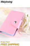 Weiyinxing Women PU Bank Card Holder Candy Color Card Wallet multiple Card Slots Wallet Credit Bussiness Card Holder Large-capacity Purse