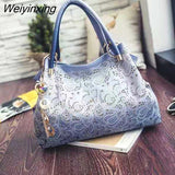 Weiyinxing Women handbags hollow out ombre floral print shoulder crossbody bags ladies pu leather totes messenger bag female Bolsa Feminina