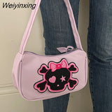 Weiyinxing Fashion Skeleton Pu Leather Harajuku Style Handbag Storage Bag Commuter Crossbody Bag Women Bag Tote Bag Messenger Bag