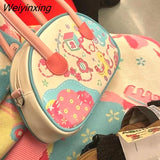 Weiyinxing Pink Drum Bag Boston Bag Women Bag Large Capacity Retro Pu Kawaii Messenger Bag Handbag Storage Bag High Capacity Girl Bag