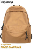 weiyinxing Solid Color Large Backpack Young Girls Men Korean Style Kawaii School Bag Shoulder Bag High School Students Nylon Backpacks