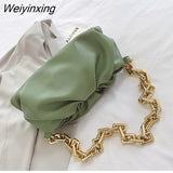 Weiyinxing YIDE Day Clutch Thick Gold Chains Dumpling Clip Purse Women Cloud Underarm Shoulder Bag Pleated Designer Pouch Totes Handbag