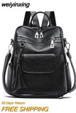 weiyinxing Women Backpack PU Leather Fashion Casual Tassel Bags High Quality Female Shoulder Bag Large Capacity School Backpacks for Girls