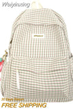 Weiyinxing Cute Plaid Book Fashion Female Travel College Backpack Girl Kawaii Nylon Lattice Leisure Backpack Women Laptop Student Bags