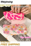 Weiyinxing Flower Women's Cosmetic Bags Simple Portable Teenager Girls Zipper Pencil Case Storage Bag Clutch Purse Wallet Handbags