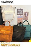 Weiyinxing Crossbody Bag Korean Version Corduroy Student HandBag Large Capacity Literature Art Retro Simple Striped Velvet Handbag