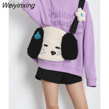 Weiyinxing Cartoon Cute Puppy Bag Tote Autumn and Winter Plush Large Capacity Shoulder Bag Messenger Bag Women Bag Purses Handbags