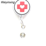 Weiyinxing 1 Piece High Quality Silicone Retractable Doctor Nurse Badge Holder Reel Cute Cartoon ID Card Holder Keychains