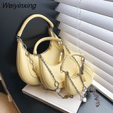 Weiyinxing Brand Tote Bag For Women 2023 Fashion Handbag And Purse Luxury Pearl Necklace Lady Crossbody Bag Simple Women's Shoulder Bag