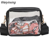 Weiyinxing Clear Crossbody Bags for Women Men Stadium Approved Transparent Shoulder Handbag Small Square Phone Bag Outdoor Wallet Purse