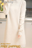 Weiyinxing Wool Half High Collar Warm Lnside Wear Woolen Dress Women's Pullover Knitwear Autumn And Winter 2023 New Mid Length S-XXL