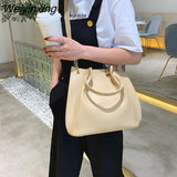 Weiyinxing Women's Handbags Large Capacity Top-handle PU Leather Bucket Crossbody Bag Casual Messenger Shoulder Bag Female