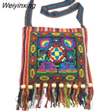 Weiyinxing Hmong Tribal Ethnic Thai Indian Boho Shoulder Bag Message Bag for Women Embroidery Tapestry Tote Messenger