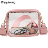 Weiyinxing Clear Crossbody Bags for Women Men Stadium Approved Transparent Shoulder Handbag Small Square Phone Bag Outdoor Wallet Purse
