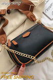 weiyinxing chains women shoulder bags designer wide strap messenger bags luxury pu leather crossbody bag lady small purse 3 bag set