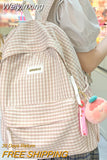 Weiyinxing Cute Plaid Book Fashion Female Travel College Backpack Girl Kawaii Nylon Lattice Leisure Backpack Women Laptop Student Bags