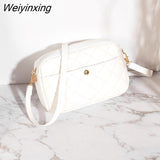 Weiyinxing Chain Ladies Crossbody Bag Lingge Embroidery Small Messenger Bag for Women Camera Female Shoulder Bag Phone Purse Clutch