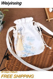 Weiyinxing Crossbody Bag 2023 Ancient Customs Canvas Hanfu Small Bag Chinese Style Embroidery Cross Body One Shoulder Bag Retro Tassels