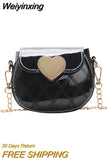 Weiyinxing Leather Baby Girls Shoulder Bags Cute Heart Children's Mini Crossbody Bag Fashion Kids Chain Coin Purse Handbags Wallet