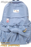 Weiyinxing Girl Waterproof Cute Bow School Bag Trendy Ladies Cotton Backpack Women Kawaii Backpack Travel Female Laptop College Bag