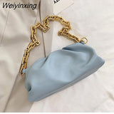 Weiyinxing YIDE Day Clutch Thick Gold Chains Dumpling Clip Purse Women Cloud Underarm Shoulder Bag Pleated Designer Pouch Totes Handbag