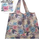 Weiyinxing Reusable Grocery Shopping Bag Ladies Tote 50lb Fashion Pocket Shoulder Bag Foldable Eco Bag Washable
