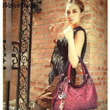 Weiyinxing Women handbags hollow out ombre floral print shoulder crossbody bags ladies pu leather totes messenger bag female Bolsa Feminina