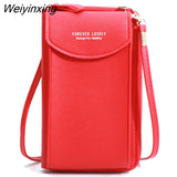 Weiyinxing Women Wallet Shoulder Mini Leather Bags Straps Mobile Phone Big Card Holders Wallet Handbag Money Pockets Girls Small Bags