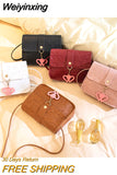 Weiyinxing Shoulder Crossbody Bag New 2023 Ladies Embossed PU Leather Small Square Bag Heart-shaped Small Pendant Fresh Sweet Phone Bag