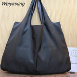 Weiyinxing Reusable Grocery Shopping Bag Ladies Tote 50lb Fashion Pocket Shoulder Bag Foldable Eco Bag Washable