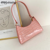 Weiyinxing Women's Handbag Crocodile Pattern Retro Casual Totes Shoulder Bag Fashionable Exquisite Shopping Bag PU Leather Chain Handbags