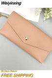 Weiyinxing Ladies' Long Purse Women's Hand Purse Multi-card Button Fashion Mobile Phone Case Solid Color All-match Fashion Ring Chain