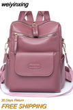 weiyinxing Leather Backpack Women Solid Color Fashion Trend Casual Large Capacity Ladies Travel Bag School Backpack for Teenage Girls