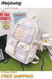 Weiyinxing Girl Lattice Schoolbag for Primary School Students, Female Grade High Students, High-capacity Junior High School Backpack