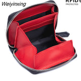 Weiyinxing Style Coin Purse Leather R-fid Anti-theft Brush Men and Women Zipper Coin Storage Classification Coin Purse