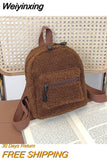 Weiyinxing Women's Backpacks Small Plush Female Backpack Mini Shoulder Bag Winter New Soft Fluffy Fur Girls School Bag Mochila 2023
