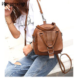 Weiyinxing Women Leather Backpacks Vintage Female Handbags 2023 Sac a Dos Travel Ladies Bagpack Mochilas School Bags For Girls