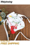 Weiyinxing Crossbody Bag 2023 Ancient Customs Canvas Hanfu Small Bag Chinese Style Embroidery Cross Body One Shoulder Bag Retro Tassels