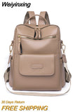 Weiyinxing Leather Backpack Women Solid Color Fashion Trend Casual Large Capacity Ladies Travel Bag School Backpack for Teenage Girls