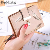 Weiyinxing Women's Purse Short Zipper Wallet Women Leather 2023 Luxury Brand Small Women Wallets Clutch Bag With Hollow Out Leaves