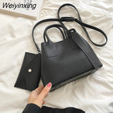 Weiyinxing New Ladies Lychee Pattern Shoulder Bag High Quality Net Red Versatile Messenger Bag Fashion Trend Handbag Casual Bucket Bag