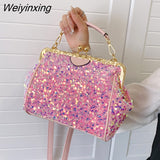 Weiyinxing designer purses and handbags for women Sequined tote bag Shining fashion crossbody bags lady shoulder evening clutch 2023
