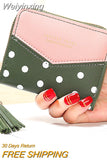 Weiyinxing Short Wallet Women's Small Fresh Round Dot Pattern Zipper Mini Wallets Young Girl Style Tassels Zero Purse Fashion Versatile