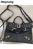 Weiyinxing Y2k Tote Bags Women Rivets Goth Hot Girl Motorcycle Bag Black Large Capacity High Quality Shopper Pu Leather Shoulder Bag